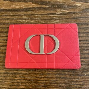Christian Dior Quilted Logo Pocket Purse Travel Mirror Red Authentic